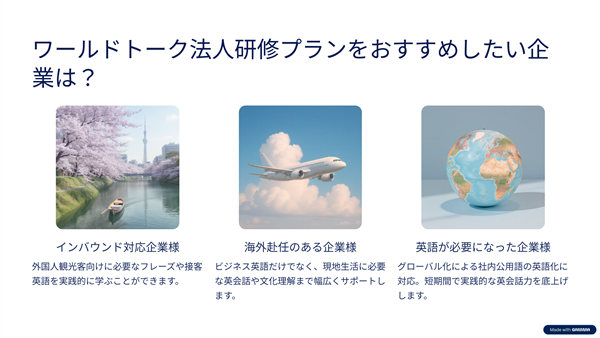ワールドトーク法人・企業向け研修プラン申し込みの手順